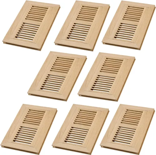 Miniatura 7 de Registro de piso de madera de roble blanco, montaje empotrado con marco, 4 x 10 pulgadas, sin terminar Blanco (White Oak)