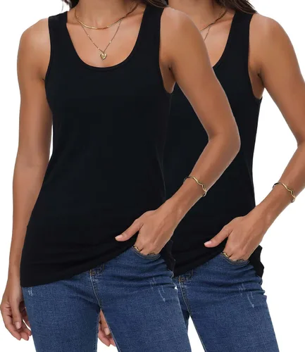 Miniatura 8 de wirarpa Camisetas sin mangas de algodón para mujer, cómodas, capa base, paquete de 2