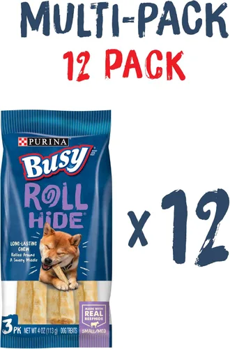 Miniatura 4 de Huesos de perro Purina Busy de cuero crudo Rollhide para razas pequeñas y medianas - (Paquete de 12) Bolsas de 3
