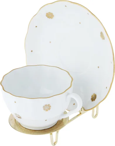 Miniatura 4 de Bard's Soporte para taza y platillo en tono dorado brillante, 3 pulgadas de alto x 2.75 pulgadas de ancho x 4 pulgadas de profundidad