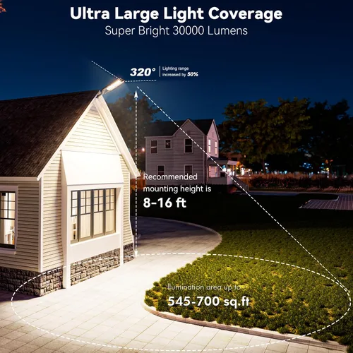 Miniatura 5 de Farolas solares impermeables para exteriores, 30000 lúmenes, luz LED comercial con sensor de movimiento y control remoto, iluminación de seguridad