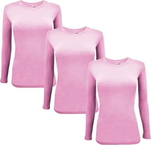 Miniatura 37 de Natural Uniforms Camiseta Under Scrub para mujer, cuello redondo, manga larga, paquete de 3, paquete múltiple de 3