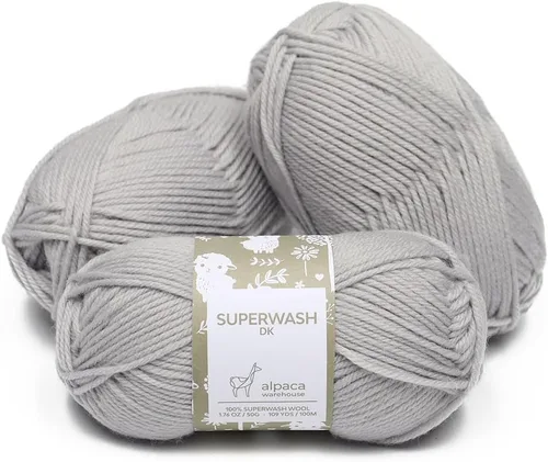 Miniatura 25 de 100% lana pura Superwash de Alpaca Warehouse, juego de 3 madejas (150 gramos) de peso DK - Procedencia directa de Perú - Celestialmente suave