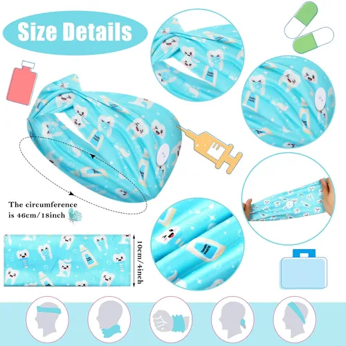 Miniatura 3 de Jexine 20 Pcs Dental Headbands for Women Non Slip Nurse Headbands with Buttons Dental Assistant Accessories Elastic Hair Bands Sweatbands Head Wraps