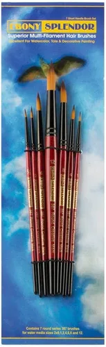 Miniatura 11 de Creative Mark Ebony Splendor - Brocha sintética de mango corto para pintura de marta sintética, Rigger # 2, pelo multifilamento Teijin, pinceles