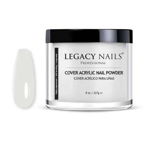 Legacy Nails Polvo acrílico de cobertura profesional, 8 onzas, ideal para arte de uñas francés, crea arte de uñas, extensiones de uñas que