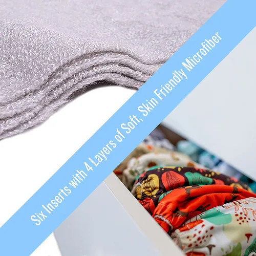 Miniatura 6 de Simple Being Pañales de tela reutilizables, doble refuerzo, talla única, lavables, suaves, absorbentes, impermeables, ecológicas, unisex, para bebé