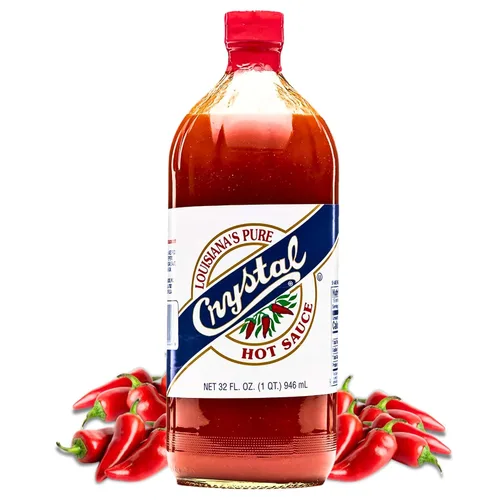 Miniatura 10 de Crystal Louisiana's Pure Hot Sauce con ajo, 12 onzas, pimientos de cayena añejos, calor medio, sabor Gumbo a Bloody Mary's