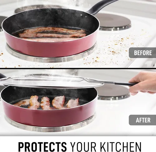 Miniatura 5 de Zulay Kitchen Pantalla contra salpicaduras para sartén (13 pulgadas), protector contra salpicaduras de grasa para sartén, protector contra