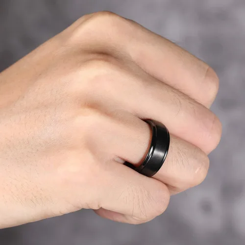 Miniatura 5 de TRUMIUM - Anillo de boda de carburo de tungsteno de 1564 y 516 de pulgada, para hombres y mujeres, con borde escalonado, grabado en inglés I Love