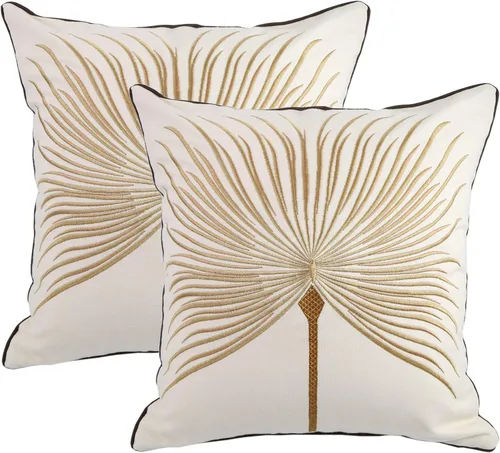 Fundas bordadas decorativas para almohada de 18 x 18 pulgadas. Funda de cojín para sofá, cama, silla, funda de almohada 100% de algodón de 18 x 18