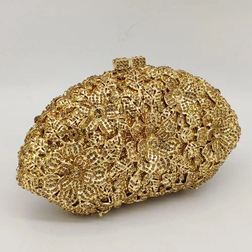 Miniatura 30 de Boutique De FGG Bolso de noche de flores de embrague de cristal de lujo para mujer, bolso de boda nupcial, bolso