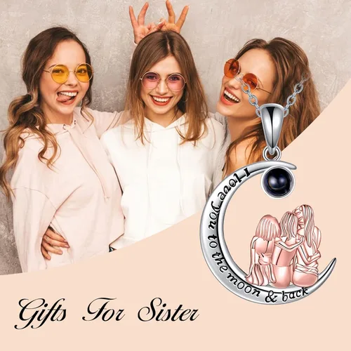 Miniatura 2 de POPKIMI Sister Gifts from Sister 23 4 Sisters Necklace Sterling Silver Always My Sister Forever My Friend Pendant Necklace Fashion Jewelry Gifts for