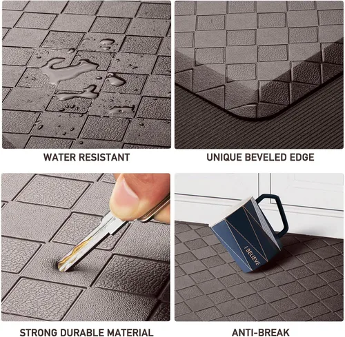 Miniatura 3 de HappyTrends - Tapete acolchado antifatiga y antideslizante, 17.3 x 28 pulgadas, grueso, resistente, impermeable, ergonómico, cómodo, para cocina