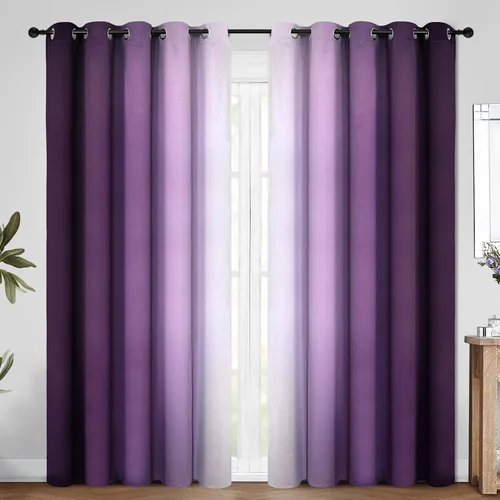 Miniatura 44 de COSVIYA Cortinas 100% Opacas Azul Degradado con Lazos Ajustables para Cocina Aislamiento Térmico Oscurecimiento de Habitación Cenefa con Bolsillo