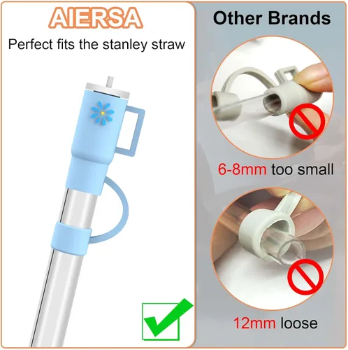 Miniatura 6 de AIERSA 10 Tapas de Cobertura para Pajita para Vaso Stanley, Tapa de Pajita de Silicona Compatible con Vaso Stanley de 30 y 40 Oz con Asa