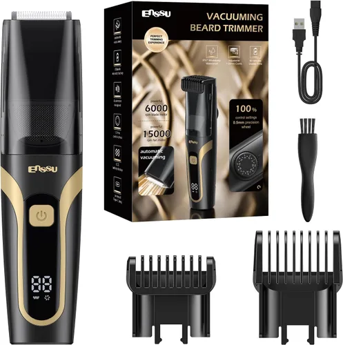 Recortadora de barba para hombres, recortadora de bigote al vacío con carga tipo C, IPX7, afeitadora eléctrica impermeable IPX7 para hombres con
