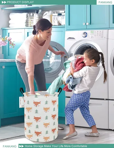 Miniatura 5 de Cesta de almacenamiento para cuarto infantil, cesta plegable de lona con revestimiento impermeable de polietileno, grandes cestas de almacenamiento