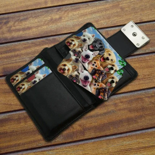 Miniatura 3 de GRAPHICS & MORE Juego de 4 fundas para tarjetas de crédito para perros Selfie Lab Golden Retriever Dachshund Westie Pug Terrier para tarjetas