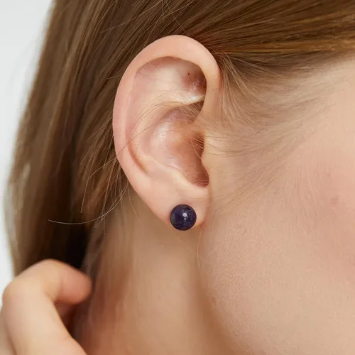 Miniatura 129 de Natural Stone Stud Earrings for Women 8mm Sterling Silver Genuine Gemstone Earrings Handmade Sterling Silver Crystal Stud Earrings for Women