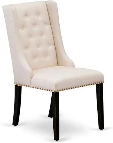 Miniatura 3 de East West Furniture FOP1T01 Forney Parson - Juego de 2 sillas de comedor con botones copetudos y ribete de cabeza de clavo, color crema, juego de 2