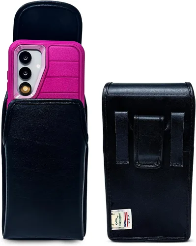 Miniatura 10 de Turtleback Funda de cuero de alta calidad para Samsung Galaxy S25-S20 – Soporte de cinturón de teléfono negro para viajes a prueba de golpes, fundas