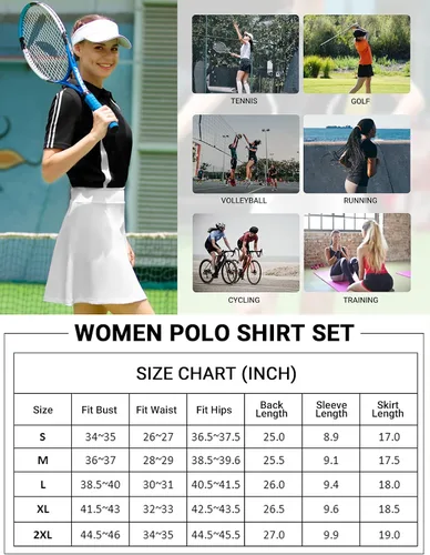 Miniatura 6 de JACK SMITH Conjunto de camisa de golf para mujer, 2 piezas, sin mangas, plisada, de secado rápido, con bolsillos, para atletismo, S-XXL