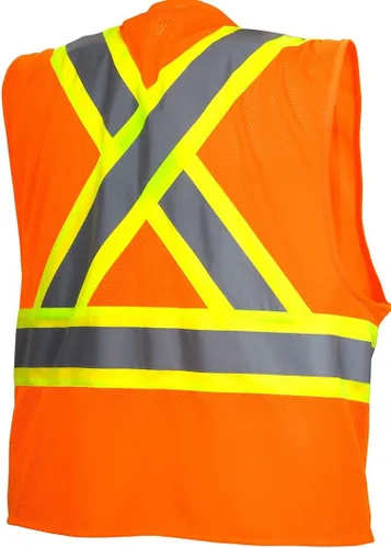 Miniatura 2 de Pyramex Safety RCZ2420X3 RCZ24 - Chaleco naranja de alta visibilidad con cinta reflectante en contraste, talla 3XL Lima