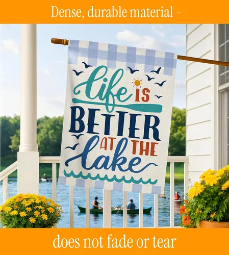 Miniatura 5 de Bandera de jardín de verano de doble cara de 12 x 18 pulgadas – Banner Life Is Better At The Lake – Decoración navideña para patio al aire libre