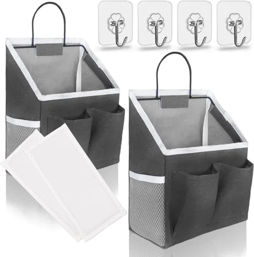 Miniatura 9 de Kanrichu 2 piezas de cestas pequeñas para colgar en la pared para organizar, bolsa de almacenamiento colgante en la pared como organizador sobre