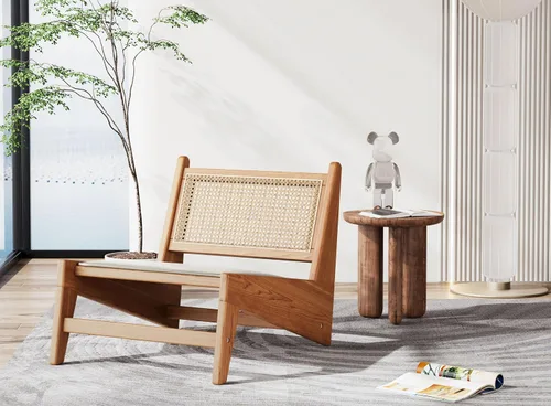 Miniatura 3 de HAOBO Home Silla de ratán moderna de mediados de siglo para lectura, sala de estar, dormitorio, hogar