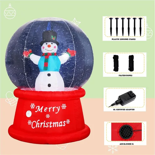Miniatura 4 de Beyond Your Thoughts Globo de nieve inflable de Navidad de 6 pies con muñeco de nieve de música, soplador de aire con luz LED brillante, decoración