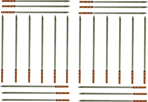 Miniatura 9 de Brochetas planas de media pulgada para barbacoa de acero inoxidable con mango de madera maciza para asar estilo brasileño Kebob Koubideh Kebab turco