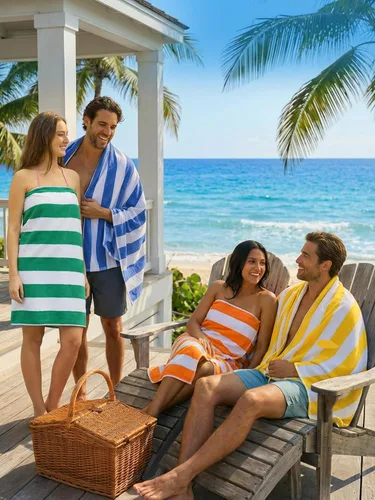 Miniatura 7 de Utopia Towels Paquete de 4 toallas de playa Cabana, juego de toallas de playa de algodón de gran tamaño de 30 x 60 pulgadas, textura suave hilado