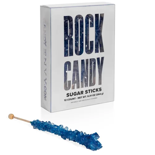 Palitos de azúcar de caramelo de roca azul marino – Sabor a arándano – 12 regalos de fiesta de color azul oscuro envueltos individualmente