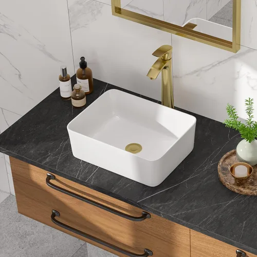 Miniatura 2 de Fregadero rectangular de 16 pulgadas de ancho x 12 pulgadas de profundidad sobre el mostrador, fregadero moderno de cerámica de porcelana blanca