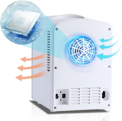 Miniatura 5 de Iceblue Mini nevera retro de 4 litros/6 latas, mini refrigerador para el cuidado de la piel, enchufe de CA y cargador de coche de 12 V, mini Blanco