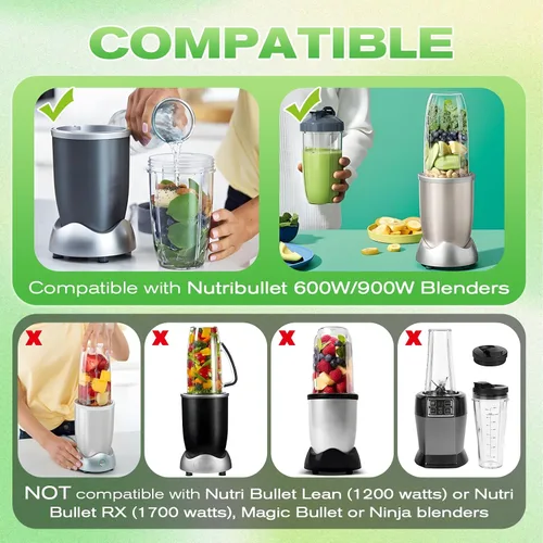 Miniatura 19 de Vasos de licuadora de repuesto para licuadora Nutribullet de 18 onzas con tapa, compatible con Nutribullet 600 W 900 W licuadora exprimidor