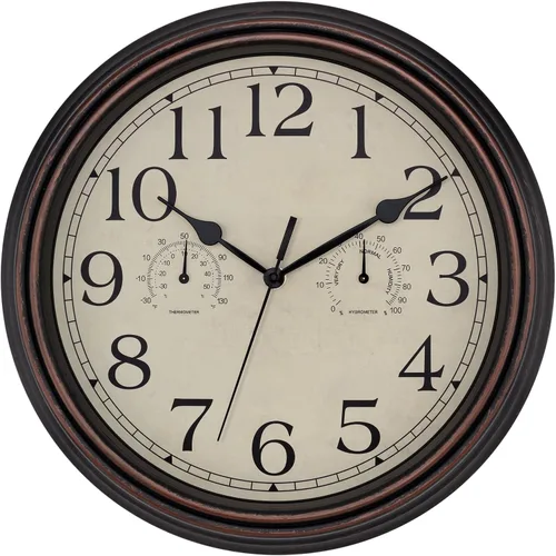 Miniatura 17 de Foxtop Reloj clásico redondo retro silencioso de 12 pulgadas, de cuarzo, decorativo, funciona con pilas, para sala de estar, cocina, oficina en casa