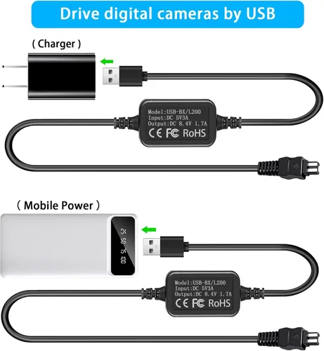Miniatura 3 de AC-L200 Cargador USB Cable de alimentación para videocámara Sony Handycam, adaptador de corriente ACL200 para DCR-DVD DCR-HC DCR-SR DCR-SX, HDR-CX