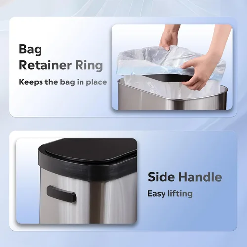 Miniatura 5 de WLIVE Bote de basura de 13 galones, con capacidad de 50 litros, con sensor de movimiento automático, papeleras sin contacto con indicador LED, botes