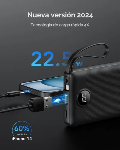 Miniatura 2 de VRURC Cargador Portátil, Banco de Energía Delgado de 22.5W Carga Rápida, Cargador de Teléfono Portátil USB C de 10000mAh, Paquete de Batería
