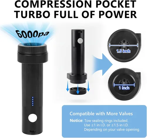 Miniatura 5 de Bomba de vacío eléctrica inalámbrica para bolsas de almacenamiento al vacío, viajes, bomba de aire de viaje, sello recargable USB portátil y bolsa
