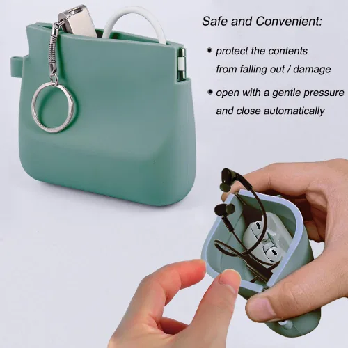 Miniatura 3 de Freewindo Organizador de auriculares de silicona con cable, estuche organizador portátil de cables de datos, monedero de silicona para cambio