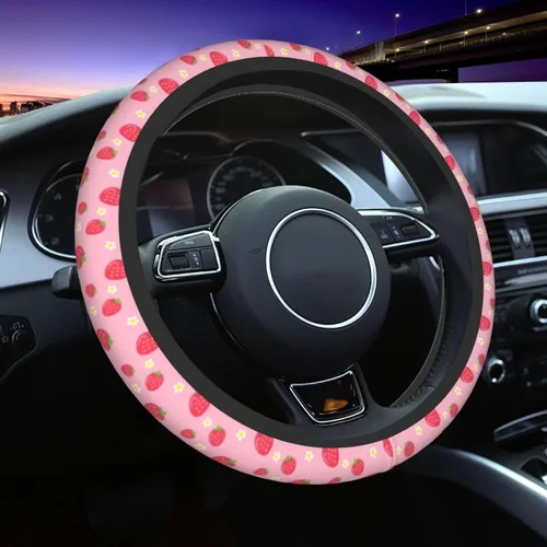 Miniatura 13 de Funda de volante de flores azules para mujer, accesorios de automóvil, para niñas, universal, de 15 pulgadas, de neopreno, decoración