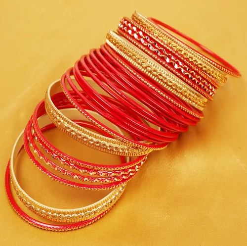 Miniatura 7 de Touchstone - Pulseras de metal indio para mujer, de aleación de oro, colección de 2 docenas de pulseras Bollywood, para mujer, apilable, anchas