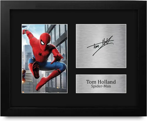 HWC Trading Tom Holland Regalo USL con Marco Autógrafo Impreso Firmado Spiderman Regalos Foto Impresión Cuadro - Tamaño Carta de EE. UU