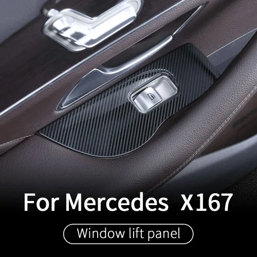Miniatura 5 de Cubierta de panel de interruptor de elevación de ventana de fibra de carbono de acero inoxidable para Mercedes Benz GLE350 W167 450 400d 350e 53 amg