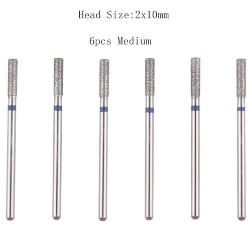 Miniatura 2 de Juego de brocas para cutículas de barril con estuche, 6 brocas profesionales de diamante para manicura de salón de uñas, broca de vástago 3/32