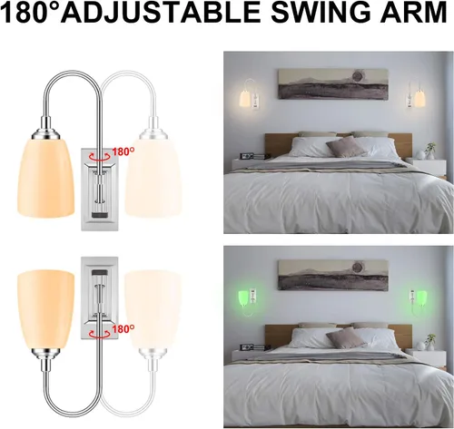 Miniatura 5 de HONWELL Lámpara de pared LED que funciona con pilas, para interiores, inalámbrica, 2 unidades, 2 unidades, control remoto, multicolor, aplique